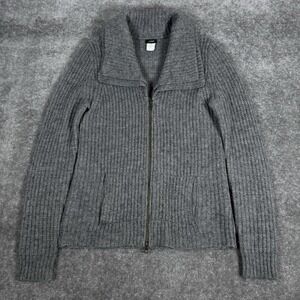 J.‎ Crew Sweater Women's Medium Gray Full Zip Alpaca Wool Blend Cardigan